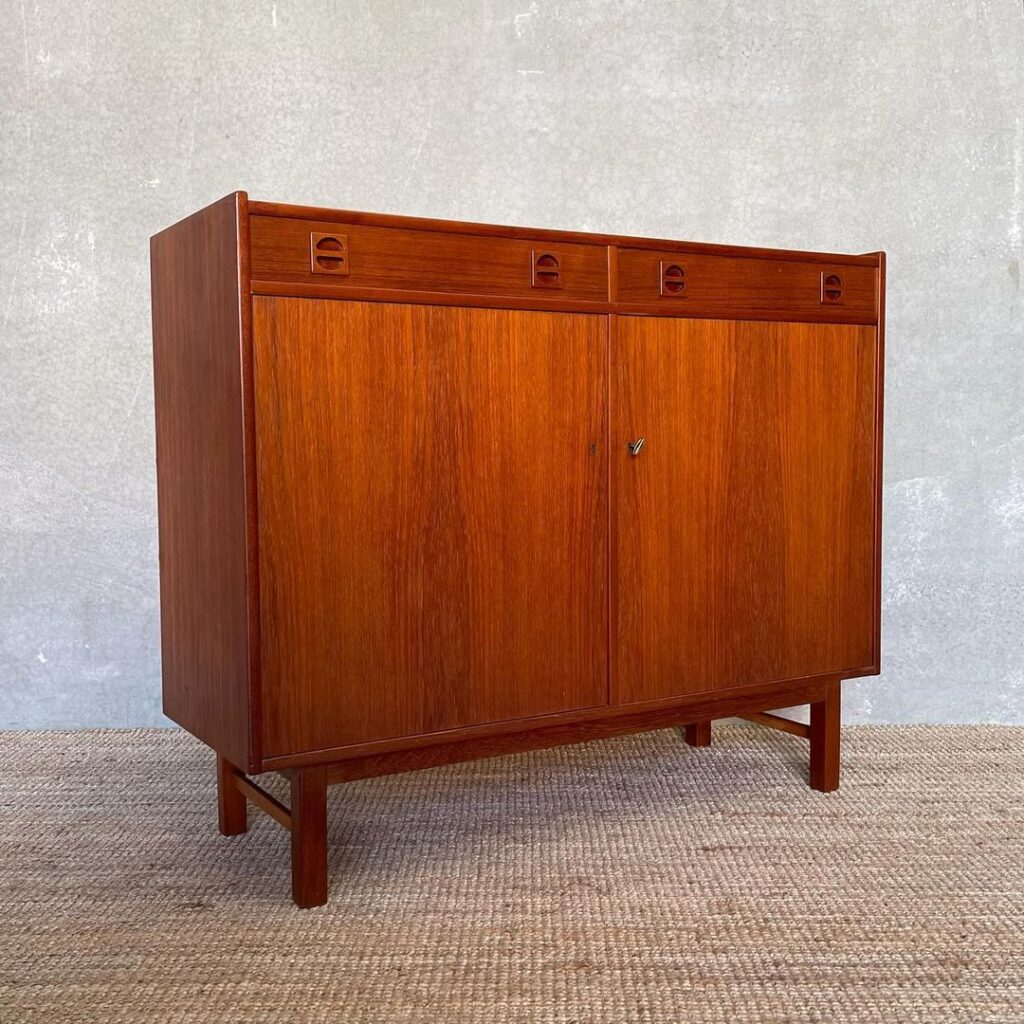 Scandinavian Mid Century Highboard With Lockable Doors Tallboy