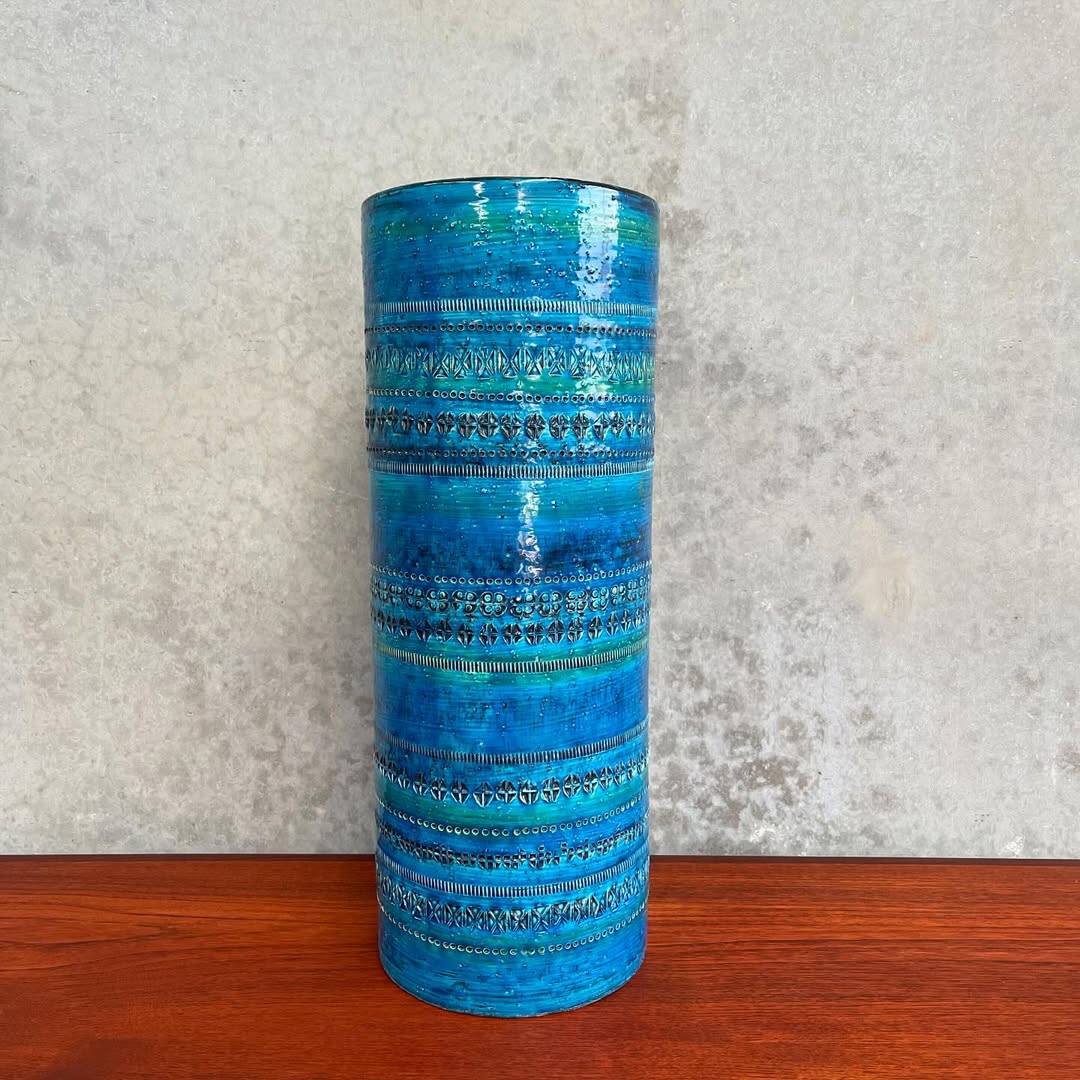 Rare Enormous Rimini Blue Bitossi Floor Vase